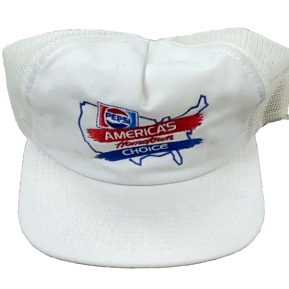Vintage Pepsi Trucker Hat Cap Made In USA America Choice 80s 90s Cola Snap Back